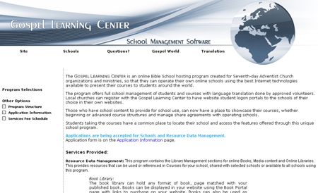 Gospel Learning Center website home page